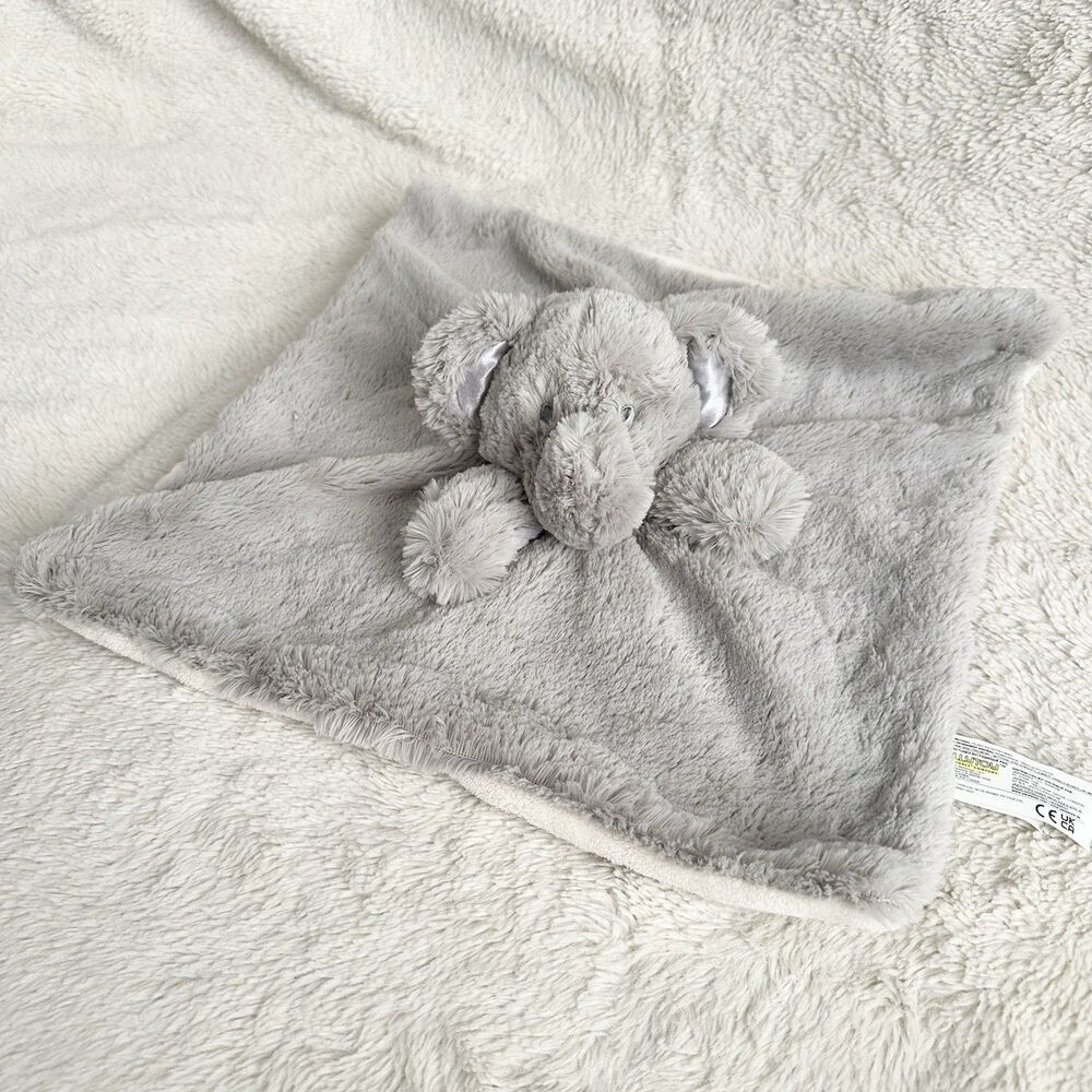 Kellytoy Elephant Security Blanket Baby Lovey Rattle Gray Plush K Luxe Satin Ear